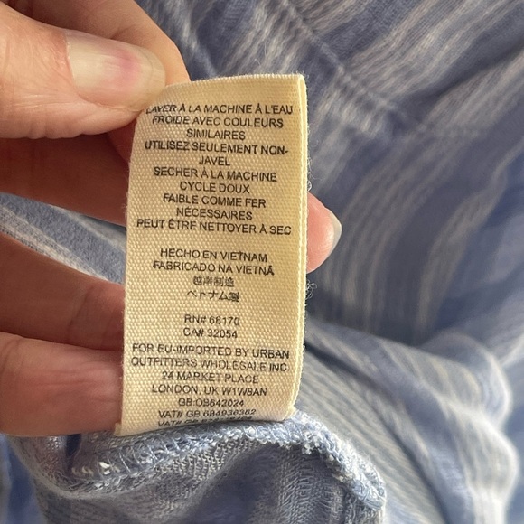 Free People Morning Solid Blue and White Striped Long Sleeve Top $68 Blue White - Picture 8 of 9